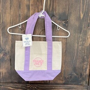 Trader Joe's Lavender-Trim Canvas Tote Bag